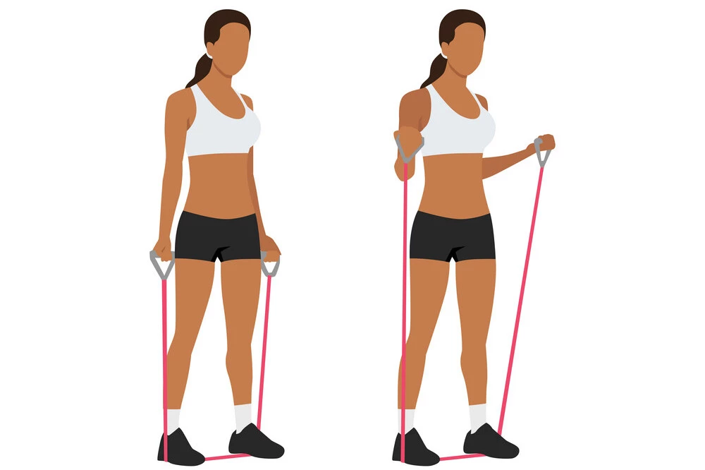 Standing Bicep Curls with Resistance Band